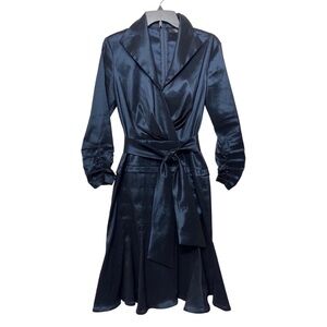 Tadashi Collection Navy Satin A-Line Evening Dress Size 8